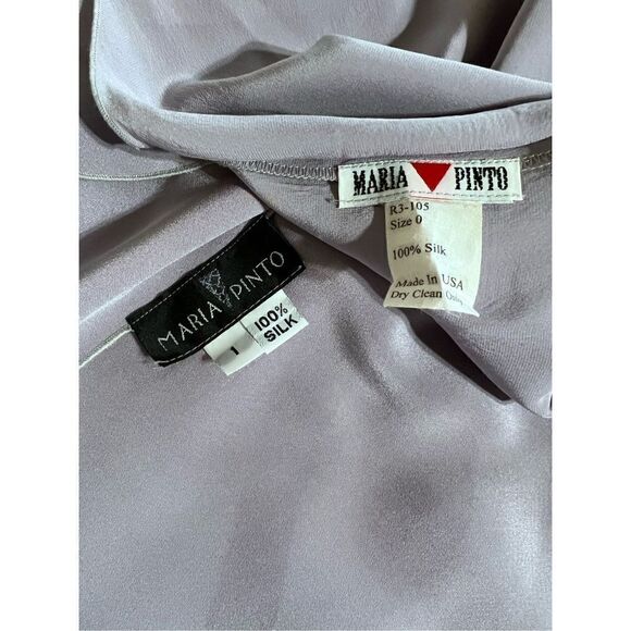 Maria Pinto Lavender Silk Shirt Set with Shell & Shrug Size Medium - Picture 4 of 4
